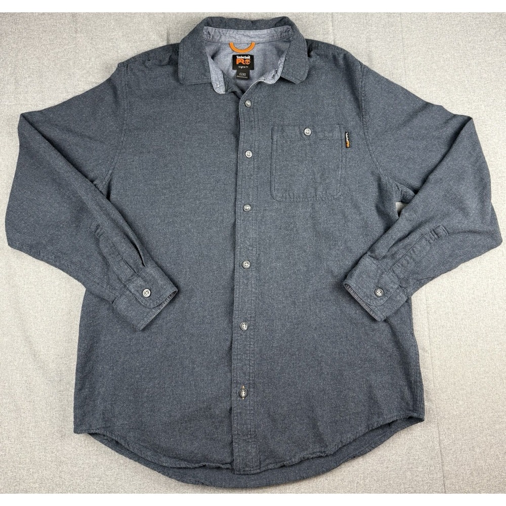 Timberland PRO Button Front Work Shirt Gray Long Sleeve Large L